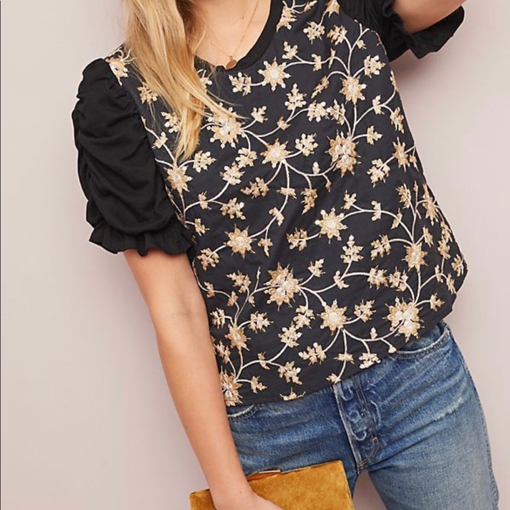 NWT Anthro Joie Shine Embellished Top| SZ L